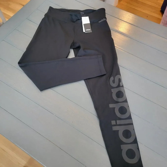 Adidas Women's Black Fab Linear Long Workout Tights Size Large - Picture 2 of 4